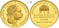 Austrian Empire | Kaisertum Österreich Francis Joseph I, Austrian Empire Gold Token 1867 (Ducat). Coronation of hungarian King in Buda. Vienna. Hungarian inscription. Franz Joseph I., Kaisertum Österr