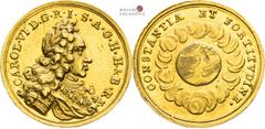 Karl VI - Medaillen und Jetonen Charles VI, House of Habsburg Gold token 1711 (Ducat). Coronation of roman emperor in Frankfurt Karl VI., RDR Goldjeton 1711 (Dukat). Krönung zum römischen Kaiser in Fr