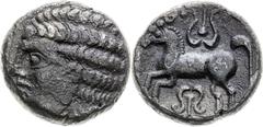 Celts | Kelten Southwestern Slovakia, Celts Tetradrachm (3rd/2nd century BC). Head of Apollo / Lily type Traces of corrosion.. Südwestslowakei, Kelten Tetradrachme (3./2. Jh. v. Chr.). Typ Apollokopf 