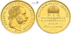 Austrian Empire | Kaisertum Österreich Francis Joseph I, Austrian Empire Gold token 1867 (Ducat). Coronation of the Hungarian King in Buda. Vienna. Hungarian inscription. Mint lustre in the fields! Ni