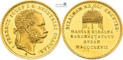 Austrian Empire | Kaisertum Österreich Francis Joseph I, Austrian Empire Gold token 1867 (Ducat). Coronation of the Hungarian King in Buda. Vienna. Hungarian inscription. Franz Joseph I., Kaisertum Ös