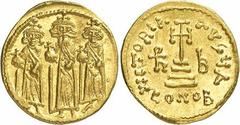 Byzantine - Héraclius, Héraclius Constantin et Héraclonas (613-641) - Solidus - Constantinople (638-639) - Officine Ä. Av. : Héraclonas, Héraclius et Héraclius Constantin debout de face. Rv. : croix p