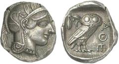 36-Attique - Athènes Tétradrachme - (449-404) Av. : Tête à droite d'Athéna. Rv. : Chouette de face ; ΑΘΕ dans le champ à droite. Magnifique exemplaire - Style d'une grande finesse. 17.15g - Svoronos p