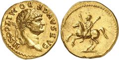 MONNAIES ROMAINES Domitien (81-96) Aureus - Rome (73) Rare et magnifique exemplaire. Une infime marque sur la tranche. 7.23g - Cal. 811 Superbe à FDC - CHOICE AU This superb and unusual anepigraphic r