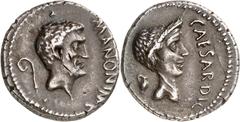 Roman Coins République romaine - Marc Antoine et Jules César Denier - Gaule cisalpine (43). Exemplaire de la collection Etienne Paul Nicolas (1904-1981) vente Leu 17 des 3 et 4 mai 1977, N° 774 et de 