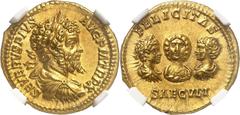 Roman Coins Septime Sévère (193-211), avec Julia Domna, Caracalla et Geta - Aureus - Rome (203). De très bon style et d'une qualité hors norme - Le plus bel exemplaire connu. Exemplaire de la vente It