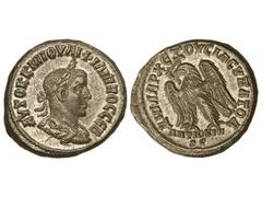 Tetradracma. 244-247 d.C. FILIPO II. SIRIA. Anv.: Busto laureado a derecha. Rev.: Águila en pie a izquierda con las alas extendidas. AR. GIC-4146 var. EBC+.