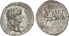 ROMAN COINS ROMAN COINS: ROMAN EMPIRE Roman Coins Denario. 15 d.C. TIBERIO. Anv.: TI. CAESAR DIVI AVG. F. AVGVSTVS. Cabeza laureada a derecha. Rev.: TR. POT. XVII IMP. VII. Tiberio en cuadriga a derec