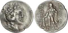 GREEK COINS GREEK COINS Ancient Greece Tetradracma. Posterior al 148 a.C. CELTAS DEL DANUBIO. IMITACIONES DE THASOS. Anv.: Cabeza juvenil de Dionisos a derecha coronada de hojas de hiedra. Rev.: Hércu