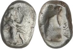 GREEK COINS GREEK COINS Ancient Greece Siclo. 450-330 a.C. REYES AQUEMENIDAS. PERÍODO DE ARTAJERJES I a DARÍO III. SARDES. LYDIA. Anv.: Rey barbado y arrodillado a derecha llevando lanza y arco. Rev.: