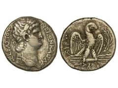 Tetradracma. 54-68 d.C. NERÓN. SIRIA. Anv.: Busto laureado a derecha. Rev.: Águila en pie de frente mirando a derecha. AR. GIC-618. MBC+/MBC.