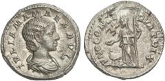 ROMAN COINS: ROMAN EMPIRE Roman Coins Denario. 235 d.C. JULIA MAMAEA. Anv.: IVLIA MAMAEA AVG. Busto diademado a derecha. Rev.: IVNO CONSERVATRIX. Juno en pie a izquierda a sus pies pavo real. 3,54 grs