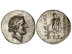 Tetradracma. 148 a.C. THASOS. Anv.: Cabeza de Dionisos a derecha, alrededor leyenda. Rev.: Hércules en pie a izquierda, alrededor leyenda. 17 grs. AR. Se-1759. EBC-/EBC.