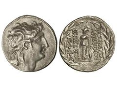 Tetradracma. 138-128 a.C. ANTÍOCO VII. Anv.: Cabeza diademada a derecha. Rev.: Atenea en pie a izquierda delante y detrás leyenda. 16,50 grs. AR. Se-7091. EBC-.