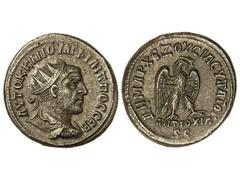 Tetradracma. 244-249 d.C. FILIPO I. SIRIA ANTIOQUÍA. Anv.: Busto radiado a derecha. Rev.: Águila en pie a derecha. 13,90 grs. (Leves oxidaciones limpiadas). GIC-3958. EBC-.
