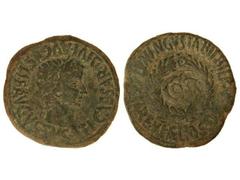 As. ÉPOCA DE TIBERIO. BILBILIS. Anv.: TI. CAESAR DIVI AVGVSTI. F. AVGVSTVS. Cabeza laureada de Tiberio a derecha. Rev.: COS. MVN. AVGVSTA BILBILIS TI. CAESARE. V. L. AELIO S(EIANO). Láurea. 12,80 grs.