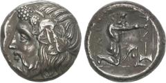 GREEK COINS Ancient Greece Tetradracma. 404-355 a.C. THASOS. TRACIA. Anv.: Cabeza de Dionisos a izquierda coronado con hiedra. Rev.: ΘΑΣΙΩΝ. Hércules arrodillado a derecha cargando el arco, debajo lab