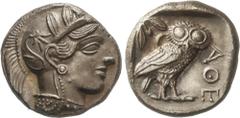 GREEK COINS Ancient Greece Tetradracma. 454-404 a.C. ATENAS. ATICA. Anv.: Cabeza de Atenea a derecha, con casco adornado con rama de olivo. Rev.: ΑΘΕ. Lechuza en pie a derecha, detrás rama de olivo y 