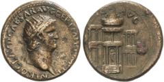 ROMAN COINS: ROMAN EMPIRE Roman Coins Dupondio. 64 d.C. NERÓN. Anv.: NERO CLAVD. CAESAR AVG. GER. P. M. TR. P. IMP. P. P. Cabeza laureada a derecha. Rev.: (MA)X. AVG. (S). C. (II) Fachada del Macellum