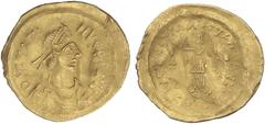 BYZANTINE COINS Byzantine Coins Tremisis. JUSTINIANO I (527-565 d.C.). CONSTANTINOPLA. Anv.: D. N. IVSTINIANVS P. P. AVG. Busto diademado a derecha. Rev.: VICTORIA AVGVSTORVM. En exergo: CONOB. Victor