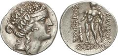 GREEK COINS Ancient Greece Tetradracma. Posterior al 148 a.C. THASOS. TRACIA. Anv.: Cabeza juvenil de Dionisos a derecha coronada de hojas de hiedra. Rev.: Hércules en pie con maza y piel de león, en 