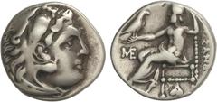 GREEK COINS Ancient Greece Dracma. 336-323 a.C. ALEJANDRO III. MACEDONIA. Anv.: Cabeza de Hércules con piel de león a derecha. Rev.: Zeus entronizado a izquierda, detrás leyenda, delante ME, debajo de