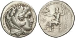 GREEK COINS Ancient Greece Tetradracma. 315-286 a.C. ALEJANDRO III. ASTIBOS o DAMASTION. REINOS DE PAEONIA. Anv.: Cabeza de Hércules con piel de león a derecha. Rev.: Zeus entronizado a izquierda, con