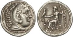 GREEK COINS Ancient Greece Tetradracma. 306-283 a.C. DEMETRIO I POLIORKETES (Acuñaciones póstumas tipo Alejandro III). AMPHIPOLIS. Anv.: Cabeza de Hércules con piel de león a derecha. Rev.: Zeus entro