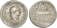 ROMAN COINS: ROMAN EMPIRE Roman Coins Denario. 79 d.C. TITO. Anv.: IMP. TITVS CAES. VESPASIAN. AVG. P. M. Cabeza laureada a derech. Rev.: TR. P. IX. IMP. XV. COS. VIII. P.P. Silla curul, encima laurea