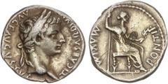 ROMAN COINS: ROMAN EMPIRE Peseta Period Denario. 14-37 d.C. TIBERIO. Anv.: TI. CAESAR DIVI AVG. F. AVGVSTVS. Cabeza laureada de Tiberio a derecha. Rev.: PONTIF. MAXIM. Livia sentada a derecha en silla