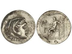 Tetradracma. Siglo III a.C. KYME. Anv.: Cabeza de Hércules con piel de león a derecha. Rev.: Zeus entronizado a izquierda, alrededor leyenda y símbolos. (Leves rayitas). Se-4182 var.; Müller-950 var. 