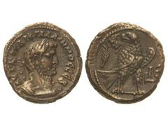 Tetradracma. 267-268 d.C. GALIENO. ALEJANDRÍA. Anv.: Busto laureado a derecha. Rev.: Águila a derecha, cabeza a izquierda, palma a izquierda. Año 15 a derecha. 11,20 grs. Ve. G.I.C.-4629 var. MBC+.