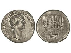 Tetradracma cistofórico. Acuñada el 98-99 d.C. TRAJANO. Anv.: IMP. NERVA CAES. TRAIAN. AVG. P. M. (TR. P. P. P.). Cabeza laureada a derecha. Rev.: COS. II. Seis espigas. 10,30 grs. AR. C-50. (MBC+).