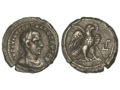 Tetradracma. 251-253 d.C. TREBONIANO GALO. EGIPTO. Anv.: Busto laureado a derecha. Rev.: Águila en pie a derecha. Ve. GIC-No cat. EBC-.