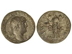 Dupondio. 117-138 d.C. ADRIANO. Anv.: IMP. CAESAR TRAIAN HADRIANVS AVG. P. M. TR. P. COS. Busto radiado a derecha. Rev.: FELICITAS AVGVSTI S. C. Felicidad en pie a izquierda. Pátina oscura. (Oxidacion