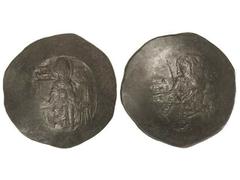 Aspron Trachy. ISAAC II (1185-1195). CONSTANTINOPLA. Anv.: Virgen entronizada de frente. Rev.: Isaac de pie con cetro. Ve. Se-2003. MBC.