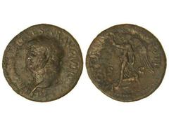 Dupondio. Acuñada el 54-55 d.C. NERÓN. Anv.: (NERO CLAVD. C)AESAR AVG. (GER. P. M. TR. P. IM. P. P.). Cabeza laureada a izquierda. Rev.: VICTO(RIA AVGV)STI S. C. Victoria en marcha a izquierda. 11,6 g