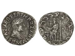 Tetradracma. 40-1 a.C. HERMAIOS. Anv.: Busto diademado a derecha, alrededor leyenda. Rev.: Zeus entronizado, alrededor leyenda. Se-7736 sim. MBC+/MBC.