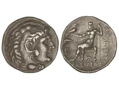 Tetradracma. 312-280 a.C. SELEUCO I. REINO SELÉUCIDA. SIRIA. Anv.: Cabeza de Hércules con piel de león a derecha. Rev.: Zeus entronizado a izquierda, alrededor leyenda y símbolos. 16,97 grs. AR. CY-30