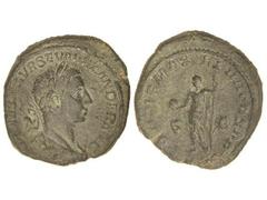 ROMAN COINS: ROMAN EMPIRE Sestercio. Acuñada el 225 d.C. ALEJANDRO SEVERO. Anv.: IMP. CAES. M. AVR. SEV. ALEXANDER AVG. Busto laureado a derecha. Rev.: PONTIF. MAX. TR. P. IIII COS. P. P. S. C. Alejan