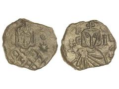 BYZANTINE COINS Follis. LEÓN V (813-820). SIRACUSA. Anv.: Busto coronado de frente, sosteniendo cruz potente. Rev.: KONCT. C-I. Busto coronado de Constantino de frente, sosteniedo cruz y globo. 5,76 g
