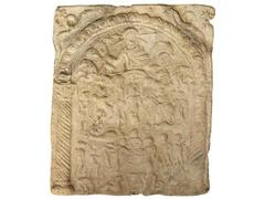 ROMAN COINS: ROMAN EMPIRE Placa votiva unifaz. Siglo III d.C. ÁREA DEL BAJO DANUBIO. 163,17 grs. Pb. Ø 93x78 mm. Los Dacios y otros pueblos de la cuenca del Danubio desarrollaron un fascinante culto r