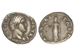 ROMAN COINS: ROMAN EMPIRE Denario. Acuñada el 69 d.C. OTÓN. Anv.: IMP. OTHO CA(ESAR) AVG. TR. P. Cabeza descubierta a derecha. Rev.: SECVRITAS P. R. Seguridad en pie a izquierda con cetro y guirnalda.