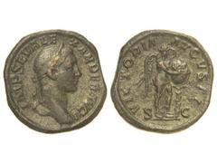 ROMAN COINS: ROMAN EMPIRE Sestercio. Acuñada el 222-231 d.C. ALEJANDRO SEVERO. Anv.: IMP. SEV. ALEXANDER AVG. Busto laureado a derecha. Rev.: VICTORIA AVGVSTI S. C. Victoria en pie a izquierda. 22 grs