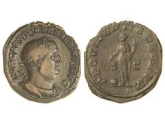 ROMAN COINS: ROMAN EMPIRE Sestercio. Acuñada el 238 d.C. BALBINO. Anv.: IMP. CAES. D. CAEL. BALBINVS AVG. Busto laureado a derecha. Rev.: PROVIDENTIA DEORVM S. C. Providencia en pie a izquierda con co