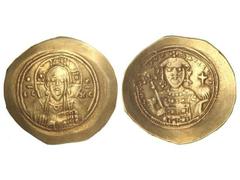 BYZANTINE COINS Histamenon Nomisma. MIGUEL VII DUCAS (1072-1078). CONSTANTINOPLA. Anv.: IC XC. Busto de Cristo de frente. Rev.: Busto barbado de frente, con globo crucífero. 4,34 grs. Electrón. Se-186