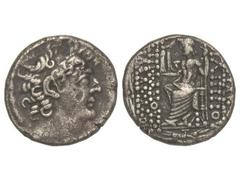 GREEK COINS Tetradracma. 47 a.C. GOBERNADORES ROMANOS DE SIRIA. JULIO CÉSAR. SIRIA. SELÉUCIA PIERIA. ANTIOQUÍA. Anv.: Cabeza diademada a derecha. Rev.: BASILWS FILIPPOY/EPIFANOYS FILADELFOY. Zeus Nike