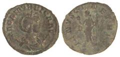 ROMAN COINS: ROMAN EMPIRE Antoniniano. Acuñada el 283-285 d.C. MAGNIA URBICA. Anv.: MAGNIA VRBICA AVG. Busto diademado a derecha sobre creciente. Rev.: VENVS GENETRIX. Venus en pie a izquierda con cet