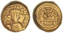BYZANTINE COINS Sólido Globular. CONSTANS II (641-668 d.C.). CARTAGO. Anv.: DN. CONSTANTIN P. Busto diademado sin barba de frente. Rev.: VICTORIA AV¶. En exergo: CONOB. Cruz potenzada sobre tres escal