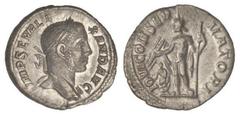 ROMAN COINS: ROMAN EMPIRE Denario. Acuñada el 228-231 d.C. ALEJANDRO SEVERO. Anv.: IMP. SEV. ALEXAND. AVG. Busto laureado a derecha. Rev.: IOVI CONSERVATORI. Júpiter en pie a izquierda con cetro y ray